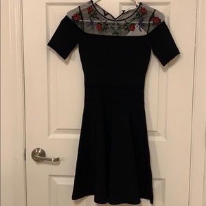 Sandro Fabric and Lace Dress